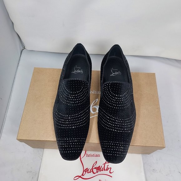 Christian Louboutin Men's Dandy Chick Black Crystal Shoe Loafer - Picture 7 of 10
